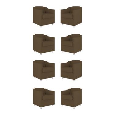 Imagem de Kit 08 Poltronas Decorativas Tilla Sala De Espera Tecido Suede Marrom Balaqui Decor