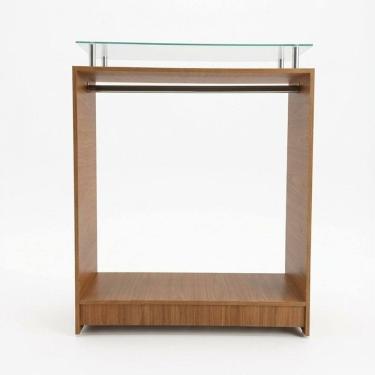 Imagem de Balcão Arara Central Com Vidro Lojas 100% Mdf Amadeirado Desmontado - Suprema Móveis