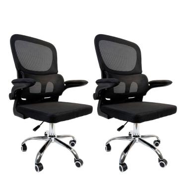 Imagem de Kit 2 Cadeiras de Escritório Diretor Oficial Atenas sem Apoio Preto
