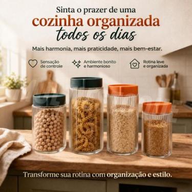 Imagem de Conjunto 4 Potes Redodndo de Vidro com Tampa - IDEAL