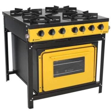 Imagem de Fogão Industrial Venâncio Bravo A Gás 4 Bocas Com Forno Amarelo Esmalt