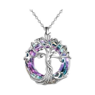 Imagem de Colar Feminino Celta Com Árvore Da Vida, Joias Com Círculo De Cristal,