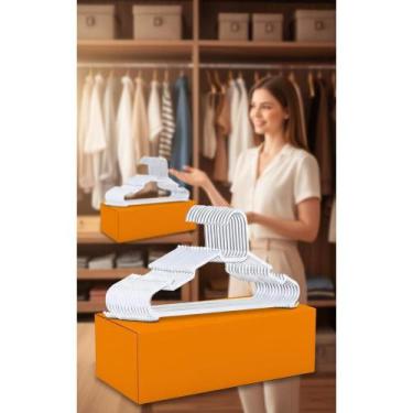 Imagem de Kit 100 Cabides Acrílico Slim para Calça Adulto Transparente - Congrat