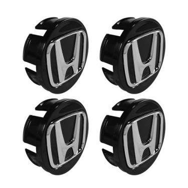 Imagem de Jogo de Calotinhas 58mm Centro de Roda Honda FIT Civic City WRV Preta 