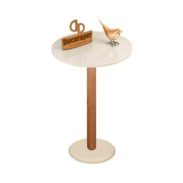 Imagem de Mesa De Canto Monopé Com Vidro 45cm Off White 70cm - DECORAPER