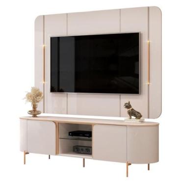 Imagem de Rack Bancada Com Painel Led Para Tv Até 65 Polegadas 1,80m Adem Off Wh