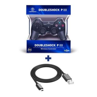 Imagem de Controle Manete Compativel Ps3 Playstation 3 Sem Fio + Cabo - Kapbom d
