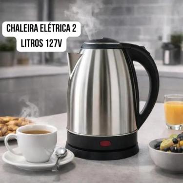 Imagem de Chaleira Jarra Elétrica 2L Litros 110V 1000w 220V 1500W Inox Desligame