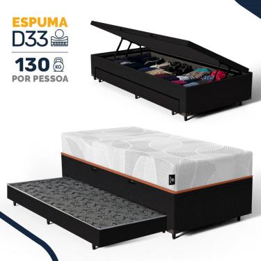 Imagem de Cama Box Baú com Colchão de Espuma D33 Enrolado Sonno Full - Umaflex + Auxiliar de Espu...