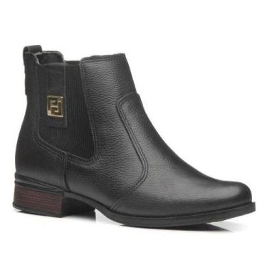 Imagem de Bota Cano Curto Couro Pegada 282003-11 Feminina - Preto, Preto, 36