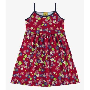 Imagem de Vestido Infantil Menina Florido Rovi Kids, Vermelho, 8