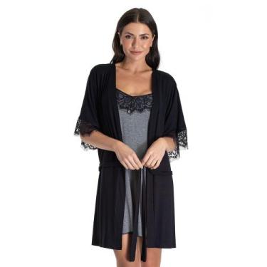 Imagem de Robe em Viscolycra e Renda 09.01.044 - Toque Sleepwear, G
