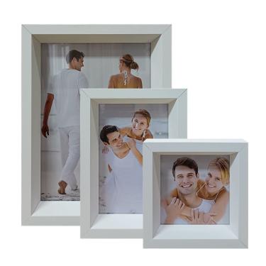 Imagem de Kit 3 Porta Retrato Vertical Foto Moldura Luxo Título:moldura Branca Com Acrílico