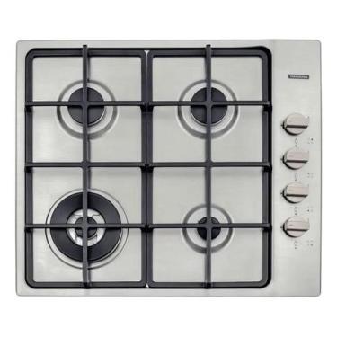 Imagem de Cooktop a gas 4 bocas tramontina square em aco inox com trempes em fer