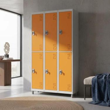 Imagem de Guarda-Volumes Aço 6 Portas Grandes Resistentes Cor:TRICOLOR - W3, LAR