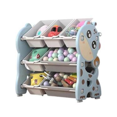 Imagem de Organizador de Brinquedos Infantil 7 Baús Azul Girafinha - Yeet