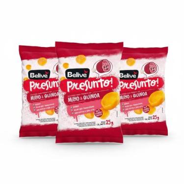Imagem de Kit 3 salgadinho sabor presunto c/ milho e quinoa 25g belive