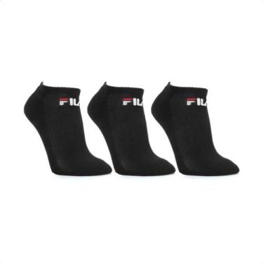Imagem de Kit Meia Fila Tripack Cano Curto Lisa Unissex, Preto, 39/43