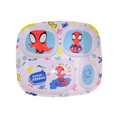 Imagem de Prato Infantil Homem-aranha com 4 Divisórias em Melamina Vermelho Yangzi