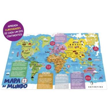 Imagem de Quebra cabeça mapa do mundo - história e geografia 200 peças - Brinque