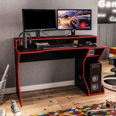 Imagem de Mesa Gamer Fremont Preta e Vermelha - Politorno