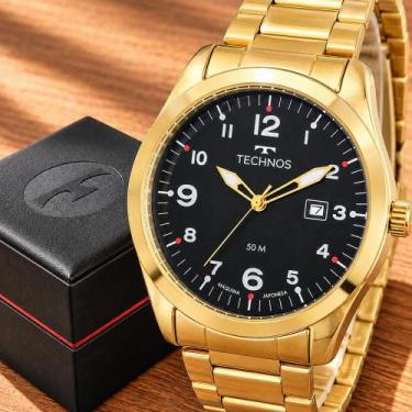 Imagem de Relógio Masculino Dourado Technos Original 1 Ano De Garantia