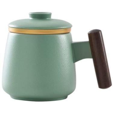 Imagem de PAYNAN Caneca de cerâmica de 400 ml com filtro de chá, xícara de separação de água e chá, conjunto de chá Kung Fu