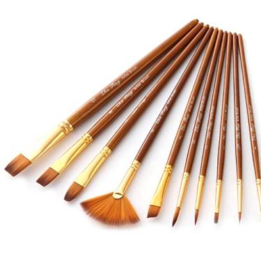 Imagem de Conjunto De Tinta Acrílica,10 pcs Pincéis Conjunto Kit Artista Pincel Múltiplas Médias Escovas com Cabelo de Nylon para Artista Acrílico Aquarelle Aquarela Guache Pintura A Óleo