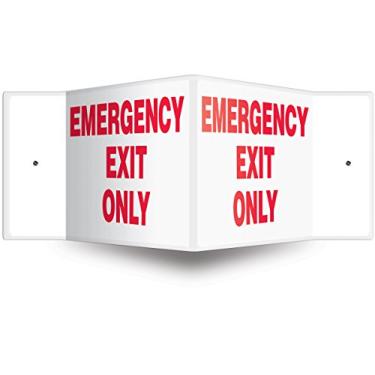 Imagem de ACCUFORM Placa de projeção 3D SIGNS PSP336, legenda "Emergency EXIT ONLY", painel de 20 x 30 cm, plástico de alto impacto de 0,25 cm de espessura, orifícios de montagem pré-perfurados, vermelho sobre