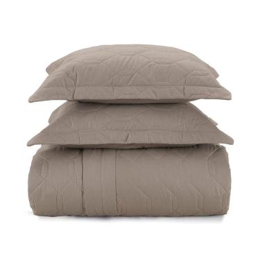 Imagem de Colcha Cobreleito Casal Karsten 180 Fios 3 Peças Liss Taúpe