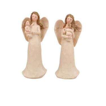 Imagem de Kit 2 Anjo Com Bebê No Colo Nude Barroco 11X5X3Cm Estátua