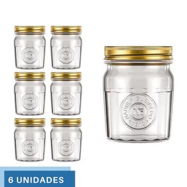 Imagem de 6 Pote Americano Mantimento Café Vidro Vintage 500ml Nadir