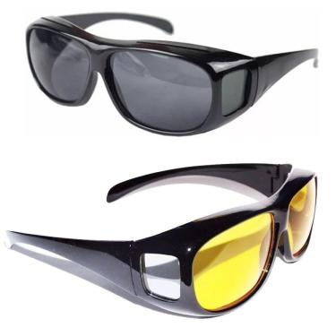 Imagem de Óculos Visão Noturna 2 Un. Unissex Dirigir Dia e Noite Polarizado Moto Carro Proteção UV