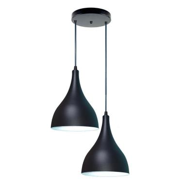 Imagem de Luminária Pendente Duplo Gota em Alumínio Cor Preta Fosca