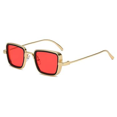 Imagem de Vintage Metal Steampunk Sunglasses Men Women Square Sun Glasses For Men Women Stylish Retro Shades Male Female UV400,Gold Red,china