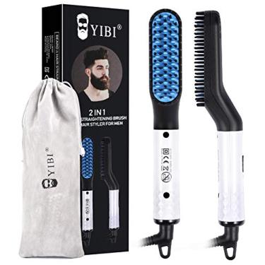 Imagem de Alisador de barba masculino – Pente de alisamento de barba com tecnologia iônica de aquecimento mais rápido – Escova de cabelo masculina portátil elétrica para ele, pai, marido