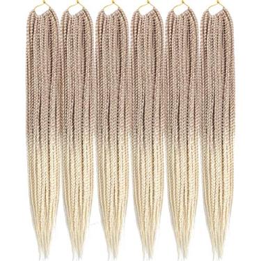Imagem de Mayloss 6 Pacotes/lote (14/18/24/30) polegada 1 cm 20 Fios/pacote 3X Caixa Fina Trança Crochet Extensionin de Cabelo Diâmetro 3X Trança Sintética Extensões de Cabelo Crochet Tranças Cor de Cabelo (18 polegad, T27/613)