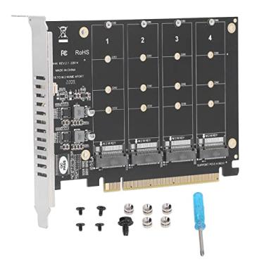 Imagem de Adaptador M.2 NVME SSD para PCIE X16, 4x32Gbps M.2 NVME (chave m) SSD para PCIe 3.0 x 4 portas cartão de expansão controlador host com indicador LED individual