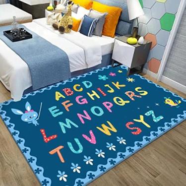 Imagem de Tapete de área de fundo de desenho animado com animais fofos em estilo desenho animado tapete de área de poliéster para sala de jantar dormitório quarto casa decorativa 55x79 polegadas