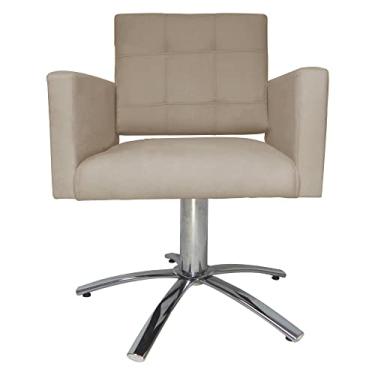 Imagem de Poltrona Decorativa Camila Pés Metal Giratório Suede Capuccino - DS Estofados