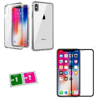Imagem de Kit Capinha Antishock + Película 9D Cobre Tudo Compatível iPhone X iPhone XS