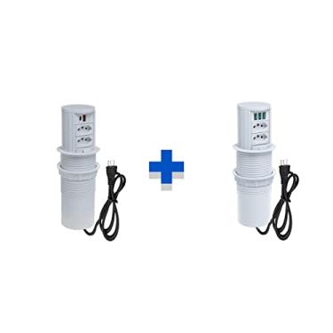 Imagem de Kit Torres Tomada Totem Slim Manual 2Tom 10A 2 e 3 USB 5.2A COR:BRANCO