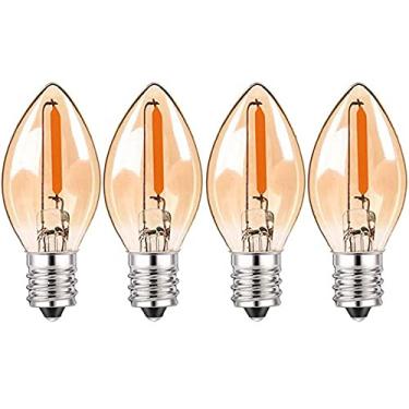 Imagem de 4 pcs C7 LED Filament Candelabra Bulbo 0.5W Vintage Edison Bulbo Lâmpada Lâmpada Lâmpada Lâmpadas Mini Início,Amber 2200k,E12 110V