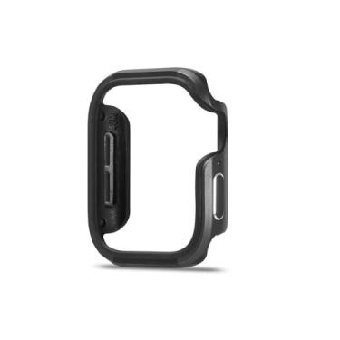 Imagem de ZiEuooo Compatível com Apple Watch Case Series 6 5 4 3 2 1 SE para Iwatch 38 40 42 44 MM Capa protetora de liga de alumínio sólida e durável (42 mm, preta)