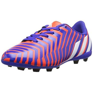 Imagem de adidas Chuteira de futebol Performance Predito FXG J (criança pequena/criança grande), Luz solar vermelha/branco/flash noturno, 5 Little Kid