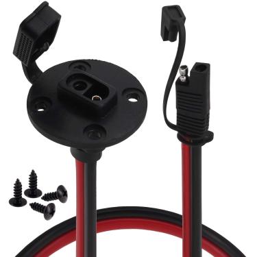 Imagem de Yeebline 10 AWG SAE cabo conector, SAE soquete chassi fio, 60 cm SAE para SAE 2 pinos de desconexão rápida com tampa de alimentação de painel automotivo para painéis solares (SAE-SAE)