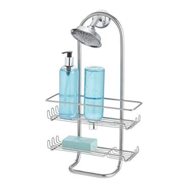 Imagem de InterDesign Organizador de banheiro Jumbo Classico – Prateleiras de armazenamento de chuveiro para shampoo, condicionador e sabonete, prata