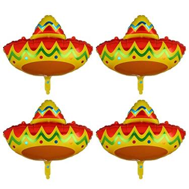 Imagem de GGDE Balão Fiesta Sombrero com tema mexicano, balões Mylar, aniversário, chá de bebê, taco, artigos para decoração de festa noturna