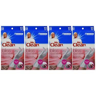 Imagem de Luvas Mr. Clean 243033 Bliss Premium 1 par sem látex, Médio (pacote com 4)