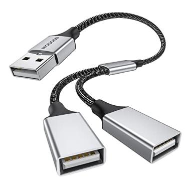 Imagem de MOGOOD Cabo divisor USB e adaptador divisor (Carplay não suportado) Extensão de cabo de alimentação duplo tipo A 2.0 para carregamento/transferência de dados/laptop/Mac/carro